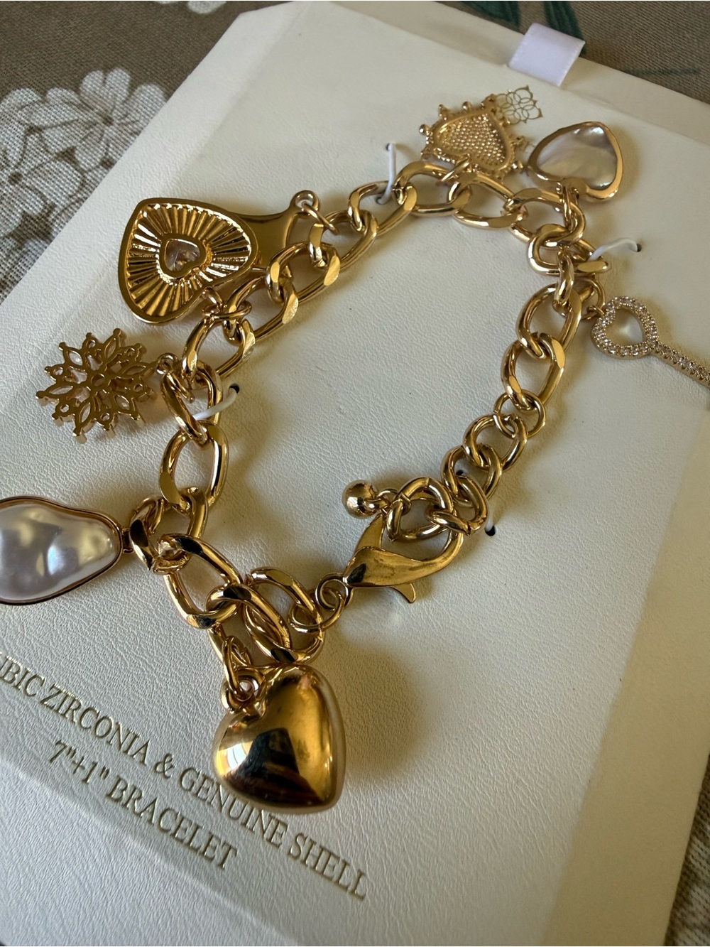 Atterri Gold Heart & Shell Charm Bracelet